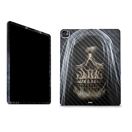 Image of MightySkins Carbon Fiber Skin Compatible with Apple iPad Pro 12.9 inch M2 6th Gen (2022) Full Wrap Kit - Reaper Skull | Protective, Durable Textured Carbon Fiber Finish | Easy to Apply | Made in The USA