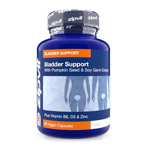 Zipvit Bladder Support with Pumpkin Seed & Soy Germ Extracts Enriched with Vitamins D3 B6 & Zinc. 60 Vegan Capsules for Men and Women.