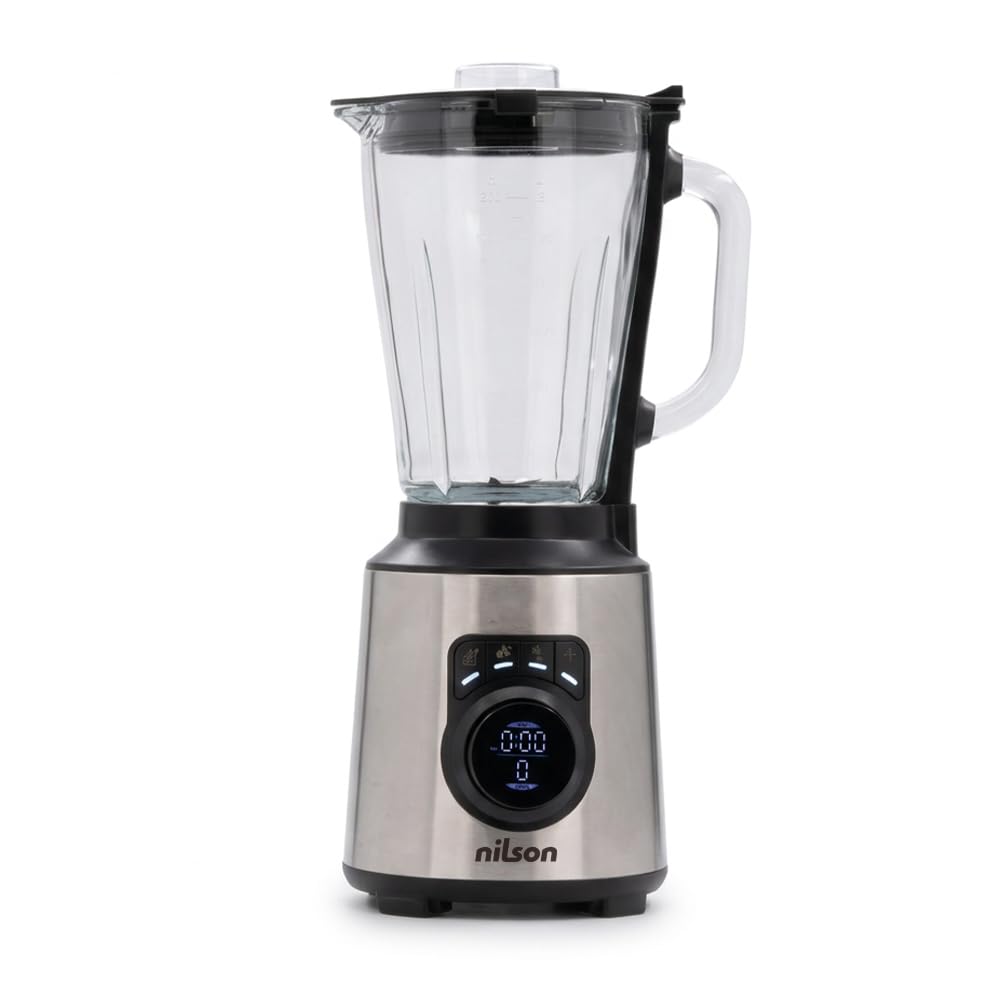 Batidora de Vaso Nutricional, 1200 W Potencia Máxima, Capacidad 1,5 L, 9 Velocidades, Display LED Manual, Tritura, Mezcla y Pica Hielo, Función Turbo, NTB1200DX, Cable 80 cm, Inox