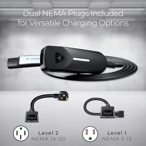 Image of Lectron Level 1 /2 (12A & 40A) Tesla NACS EV Charger - Dual-Level Electric Vehicle Charging Station with NEMA 14-50 /5-15 Plug - Portable Electric Car Charger for All NACS Electric Vehicles