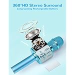 Amazmic Kids Karaoke Microphone Machine Toys for Girls Bluetooth Microphone with LED Light, Birthday Gift for Girls Boys 3 4 5 6 7 8 9 10 11 12 Year Old Kids Toys(Blue) - Image 2
