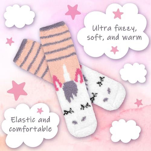 BambooMN Women's Super Soft Warm Microfiber Fuzzy Cozy Unicorn Series Crew Socks2