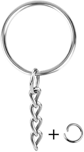 Miniatura 3 de KINGFOREST 200 llaveros divididos con cadena de 1 pulgada y anillos de salto, llavero dividido con cadena de metal de color plateado con anillo de