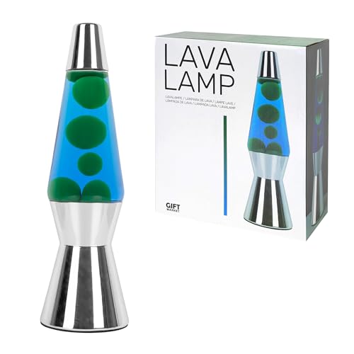 GIFTMARKET - Lámpara de lava bullet azul y verde. Lámpara de ambiente relajante. Luz de ambiente original. Regalo adolescentes divertido. Lámpara retro de 31 x 9 cm