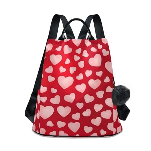 Sac à dos rose cœurs cadeau Saint Valentin compartiments au dos