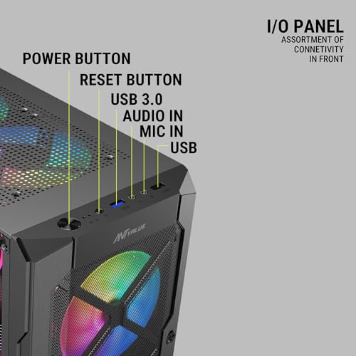 Image of Ant Value VM50 ARGB Mid-Tower Computer Case /Gaming Cabinet - Black | Support Micro ATX, M-ATX, ITX | Built-in USB 3.0 Port, Pre-Installed 4 ARGB Case Fans