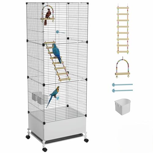 STILLCOVE Extra Large Bird Cage, Black Parakeet Cages with Rolling Stand & Wheels, Wide Birdcage for Parrots Cockatiels Conure Budgie Canary Finch Lovebird
