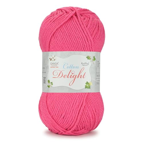 Image of Ganga Acrowools Cotton Delight, Dk Weight Cotton Yarn, Oekotex Class L Certified 100G, 169M (French Pink)