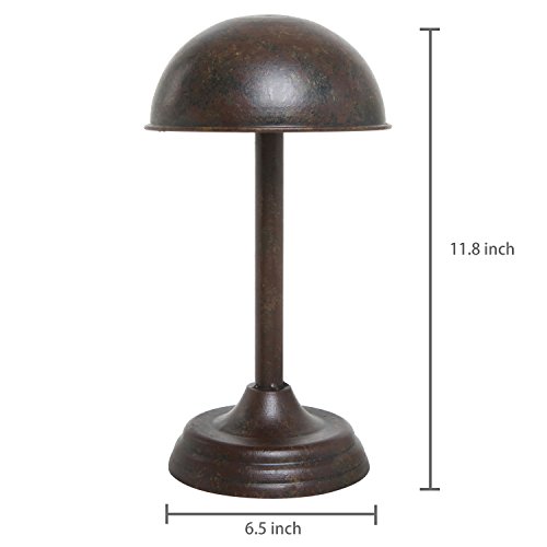 Mygift Dome Shape Metal Hat Stand - Antique Style Tabletop Cap And Wig Display Rack, Brown #TOP3