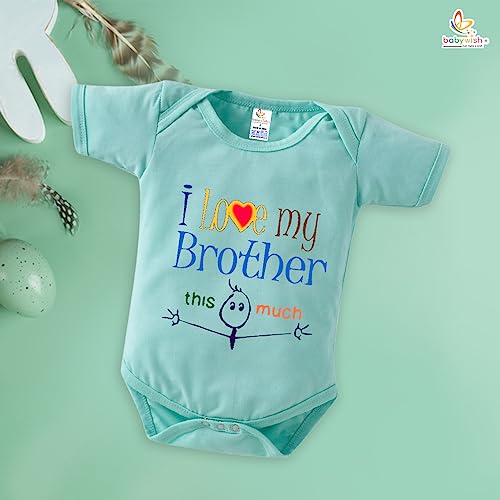 Image of baby wish RakshaBandhan Romper for Kids Rakhi Bodysuit Brother Sister Matching dress my 1st rakshabandhan gift Half Sleeve Unisex Romper Red Romper I LOVE BROTHER