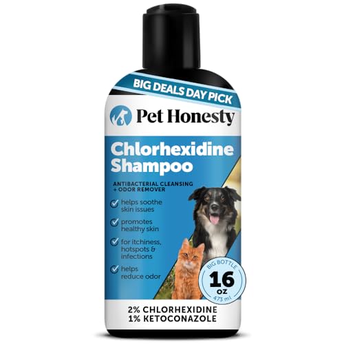 Chlorhexidine Cat & Dog Seasonal Itch Relief Shampoo, for Allergies, Itching, Skin and Coat Supplement, Helps Shedding, Hot Spots, Deodorizing Dog Shampoo & Grooming Supplies,16oz
