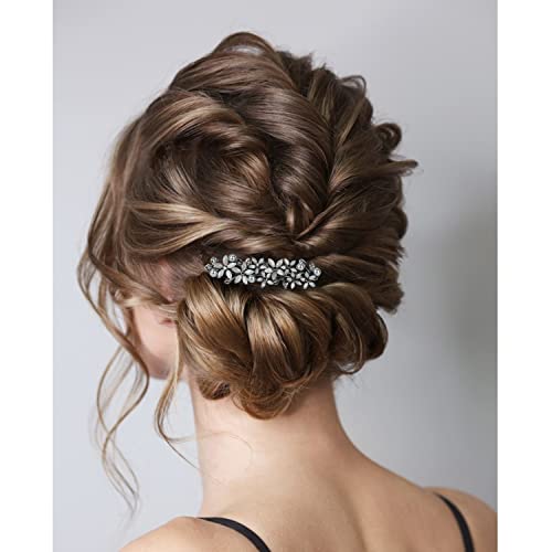 Barrettes For Women,With Flower Bloom Appearance,Embedded Rhinestone And Imitation Pearls As Decoration,Elegant And Retro Hair Clip.light Grey #TOP2