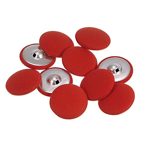 sourcing map 10 bottoni da 48 l rivestiti in tessuto da 30 mm, con gambo rotondo in metallo, bottoni da cucito per abiti, camicette, colore rosso