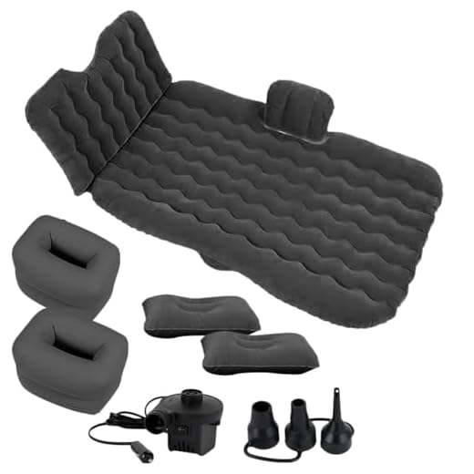 Zone Tech Car Inflatable Air Mattress Bed with Back Seat – Pump Kit Premium Quality- Vacation Camping-Sleep Blow Up Pad Car Bed Back Seat Inflatable Air Mattress with 2 Air Pillows