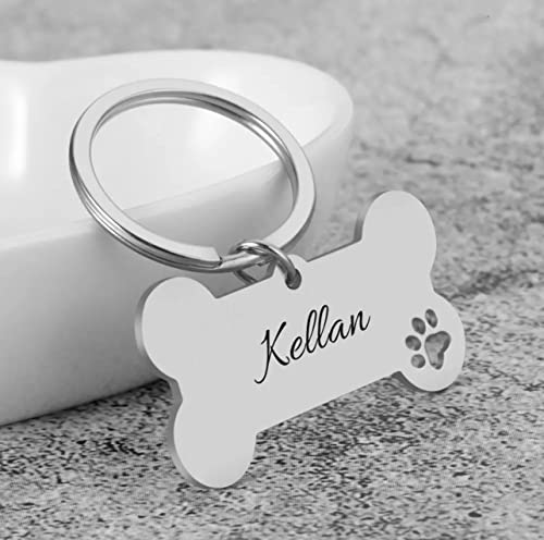 Personalisiert Hundemarke Knochen Haustier ID Tag Pet Tags mit Pfoten aus Edelstahl mit Gravur für sehr kleine Hunde und Katzen oder Welpen Adressanhänger inkl. Schlüsselring | beidseitig GRAVIERT