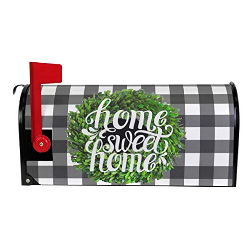 Kcldeci Spring Summer Magnetic Mailbox Cover Buffalo Check Plaid Welcome Magnetic Mailbox Covers Home Sweet Home Rustic Farmhouse Mailbox Wraps Post Box Cover Standard Size 21X18 #TOP1