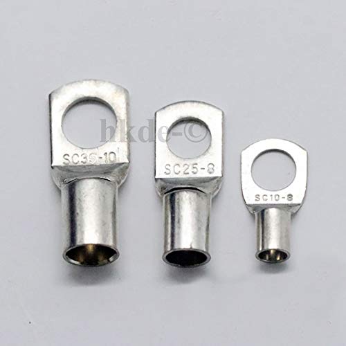 Davitu 5PCS Copper Connecting Terminal Bolt Hole Cable Lugs Battery Terminals SC35-6 SC35-8 SC35-10 SC35-12 SC50-8 SC50-12 - (Pins: SC50-8)