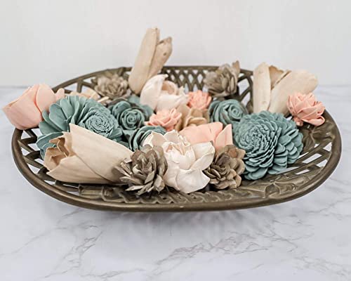 Sola Wood Flowers Sweet Home Dyed Wood Flowers In Pink, Blue & Hazelnut - 25 Pcs Artificial Flower Assortment For Diy Wedding Decor, Flower Arrangements And Home Decor #TOP5
