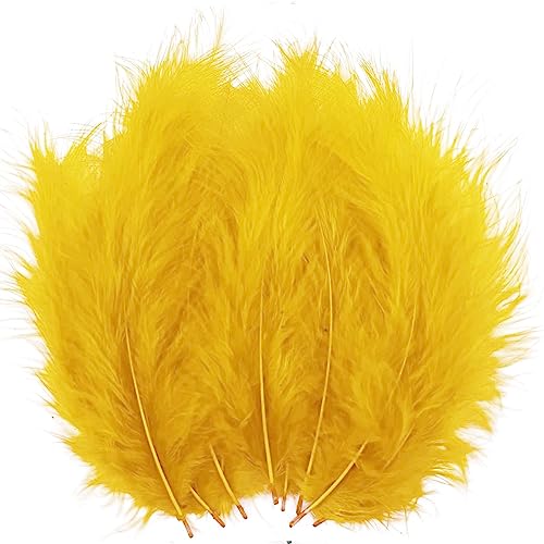 LWINGFLYER 100pcs Yellow Gold Feathers: A Comprehensive Review of Fluffy Turkey Marabou Feathers