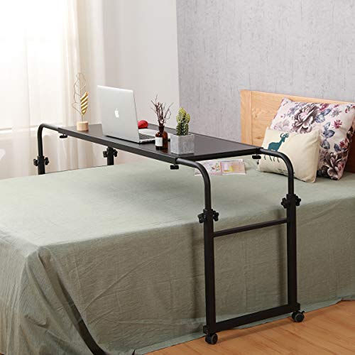 Overbed Table with Wheels Overbed Desk Over Bed Desk King Queen Bed Table Overbed Laptop Table Over Bed Table with Wheels(Black) - Thumbnail 6