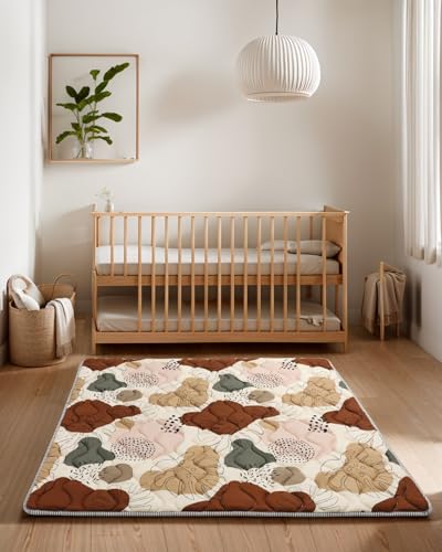 Lambluefly Krabbelmatte Baby Faltbar, Verdickte Krabbeldecke für Baby 127x127cm, Anti Rutsch Matte, Maschinenwaschbare, Spielmatte Faltbar, Babymatte Krabbelmatte für Laufgitter, Design im Bohème-Stil