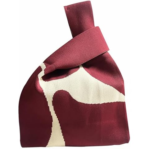 Tinkeep Wrist Handbag for Women Wristlet Handbag Sleeve Knot Pouch Portable Purse Tote Gift Bag (Large, Red Pattern) Cover