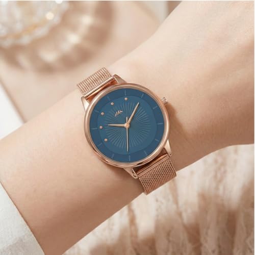 Image of WISEWALKER Women's Analog Wrist Watch for Ladies and Girls | Stylish & Trendy | Rose Gold Stainless Steel Premium Strap | Perfect for Casual, Party & Formal Wear
