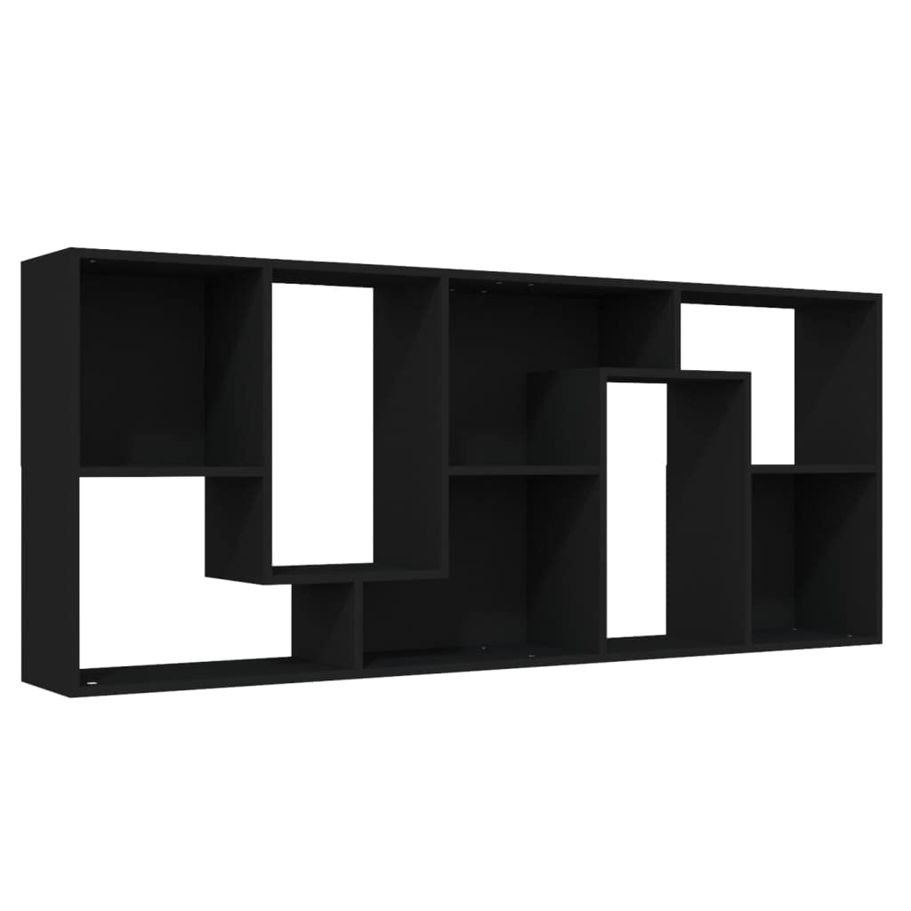 Bibliothèque 9 Compartiments Noir - Meuble Rangement Livres Bois D'Ingénierie Élégant 98x29x97,5 Cm