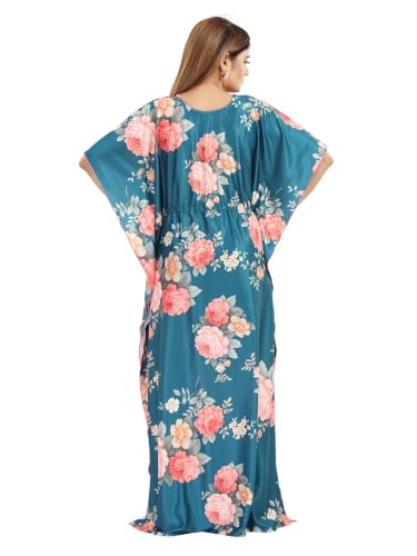Image of Kaftan Printed Cotton Maxi Dress /Nighty /Nightdress for Ladies /Girls /Women | Free Size