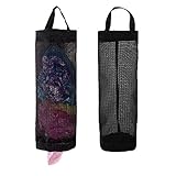 Plastic Bag Holder 2 Packs Mesh Hanging Storage Dispensers (Black 2 Packs)