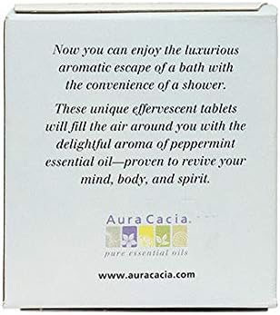 Aura Cacia Reviving Peppermint Aromatherapy Shower Tablets | Contains 3 Individually Wrapped 1 oz. Tablets