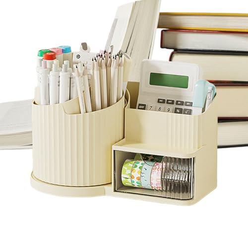 Bsbkoj Organizador de escritorio giratorio, almacenamiento de escritorio giratorio de 360 grados, contenedor multicompartimento, soporte de expositor, ideal para pintalabios, crayones, pinceles de