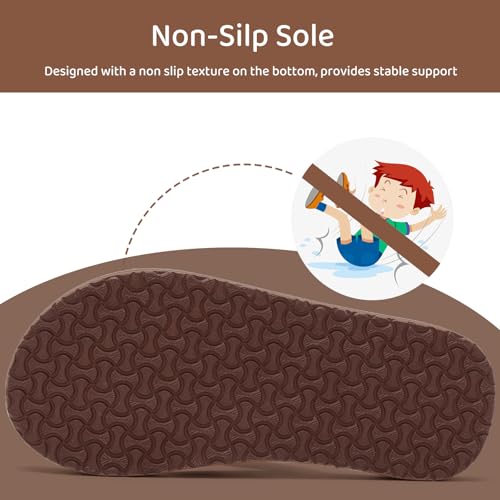 WateLves WateLves Kids Flip Flops Boys Girls Sandals Youth Big Kids Summer Slip on Thong Slide Sandals for Beach Pool Shower(Brown,35)