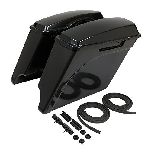 XMT-MOTO 5  Stretched Extended Hard Saddlebags For 1993-2013 Harley Touring Models FLT,FLHT,FLHTCU,FLHRC,Road King,Road Glide,Street Glide,Electra Glide,Ultra-Classic,Unpainted Black