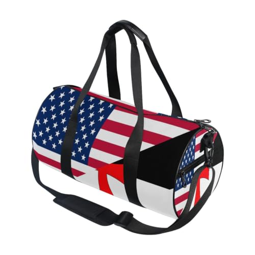 Bolsa deportiva redonda con la bandera de EE. UU. para tus escapadas y entrenamientos diarios