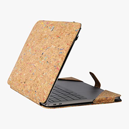 ENTHOPIA 15 to 16 Inches Folio Laptop Case Cover Vegan Leather Compatible for MacBook, Lenovo, Hp, Dell &Other Notebooks - Colourful Cork