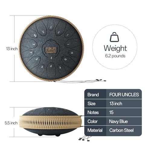 image for FOUR UNCLES Rain Drum for Outside, Steel Tongue Drum -13 Inch 15 Notes