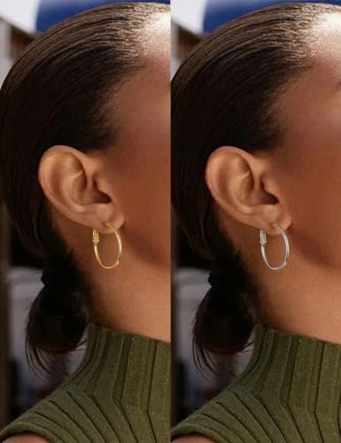 Image of Gacimy Gold Hoop Earrings for Women, 14K Gold Plated Thin Hoops