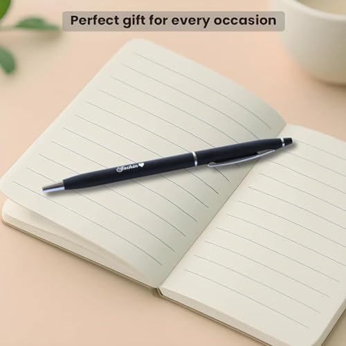 Image of Personalized Pen with Name Engraved I Metal Classy Customized Roller Ball Pens I Comfortable to Hold & Write I Gift for Men & Women Birthday Corporate Gifting (Black Cross Pen)