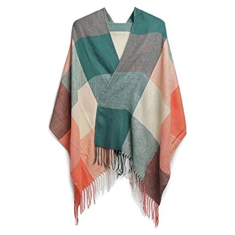 Oak & Tea Womens Scarf Fashion Long Shawl Soft Big Grid Winter Warm Lattice Large Cashmere Scarf (GREEN) Cover