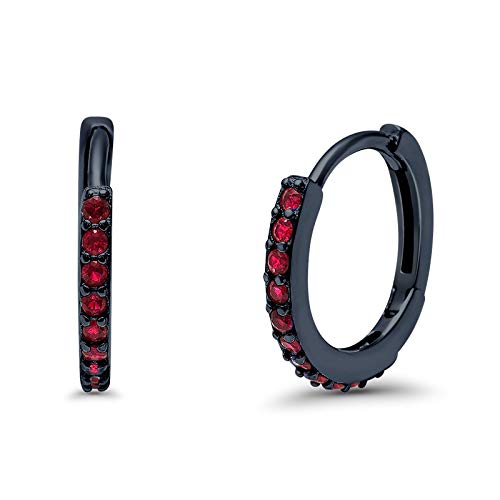 Huggie Hoop Earrings Round Simulated Cubic Zirconia 925 Sterling Silver Choose Color