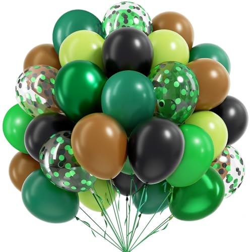 Balões castanhos e verdes