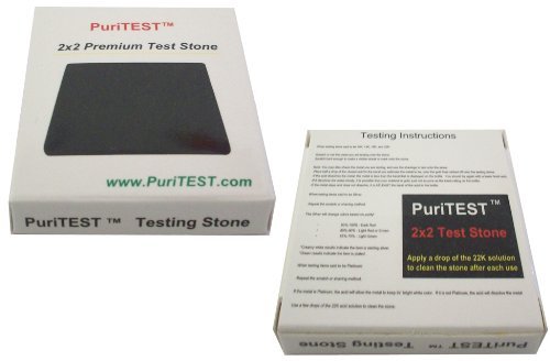 Puritest 10K/14K/18K Gold Test Acid Solutions Tester Kit Detect Metals Scrap Jewelry + Pro 2X2" Testing Stone #TOP1