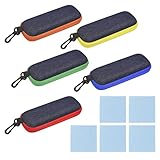 XMDROU Brillenetui Hardcase, 5 Stück Brillenetuis aus Denim Stoff, Reise Brillentasche mit...