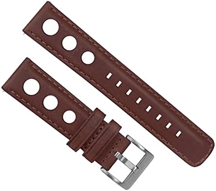 24mm Chocolate - BARTON Rally Horween Leather Gunmetal Buckle Watch Bands - Quick Release - Choose Strap Color & Width - 1