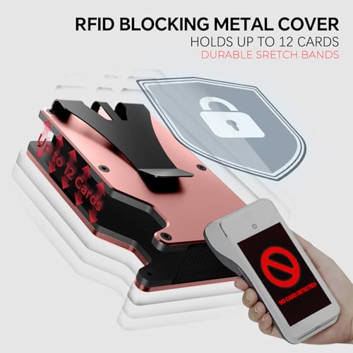 Air Wallet with Built in Tracking Label - Smart Credit Card Holder for use with Apple Find My iOS RFID Blocking Slim Wallet with Trackable Minimalist Front Pocket Wallet (Rosegold)4