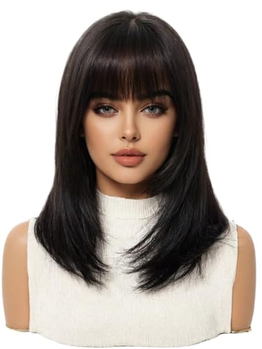 12 Inch Wig, Women's Short Straight Bob Hairstyle With Bangs