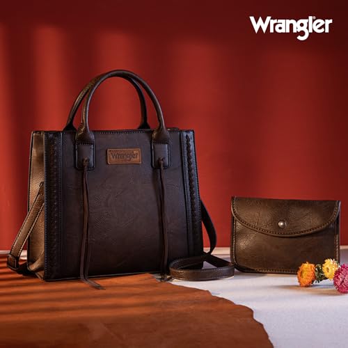 Image of Wrangler Tote Bag for Women Western Cowhide Purse and Wallet Set