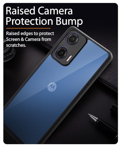 Image of WOW IMAGINE Shockproof Hybrid Back Cover for Motorola Moto G34 5G | Moto G45 5G | Hard Slim fit Back Case | PC & TPU | Clear Transparent Case - Black