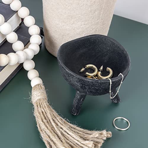 Image of Creative Co-Op Boho Terracotta Footed Planter, Matte Black